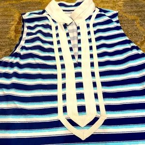 Cabana Life Blue, Navy & White Striped Sleeveless Tunic